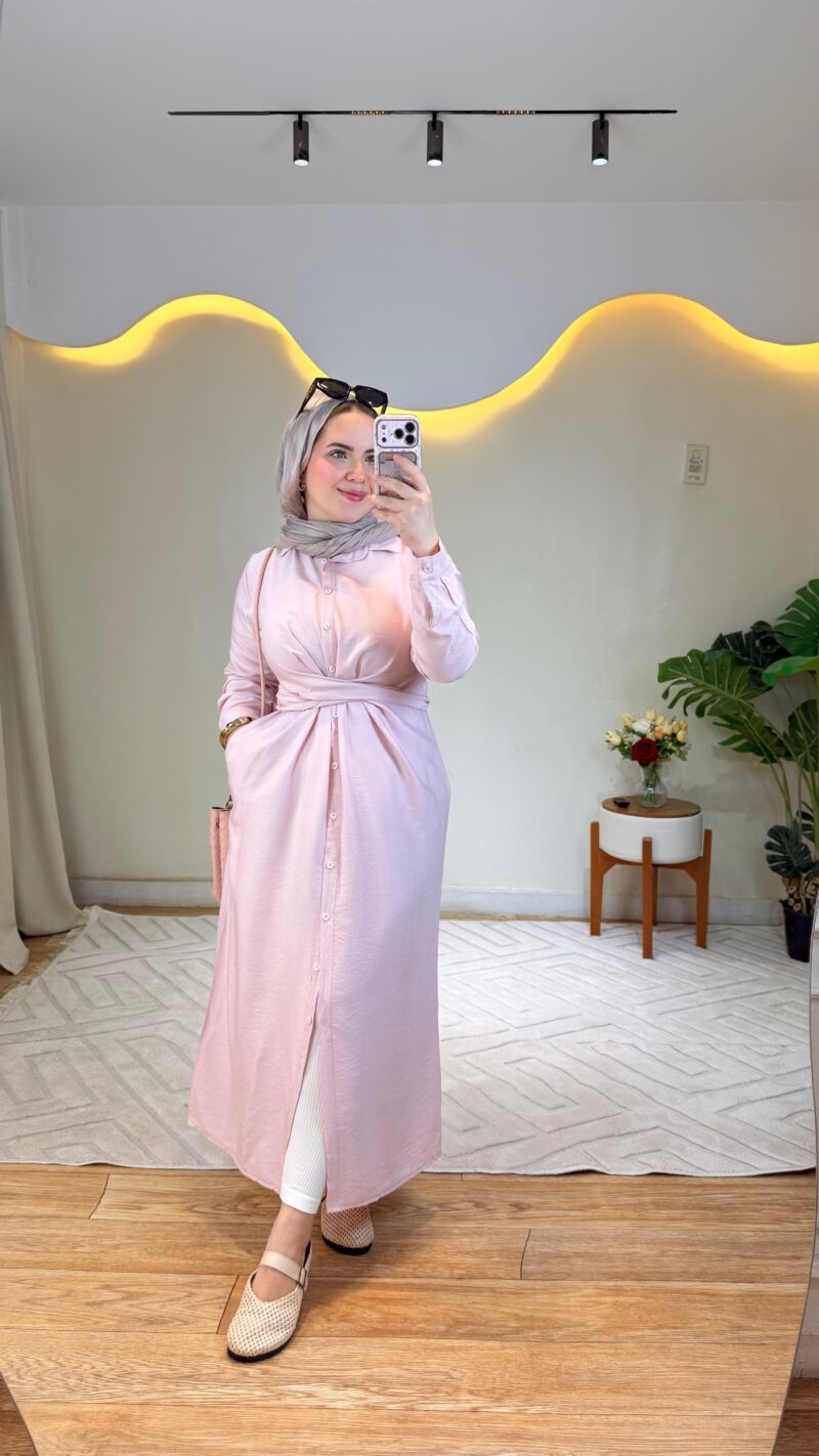Pink Long Shirt Dress