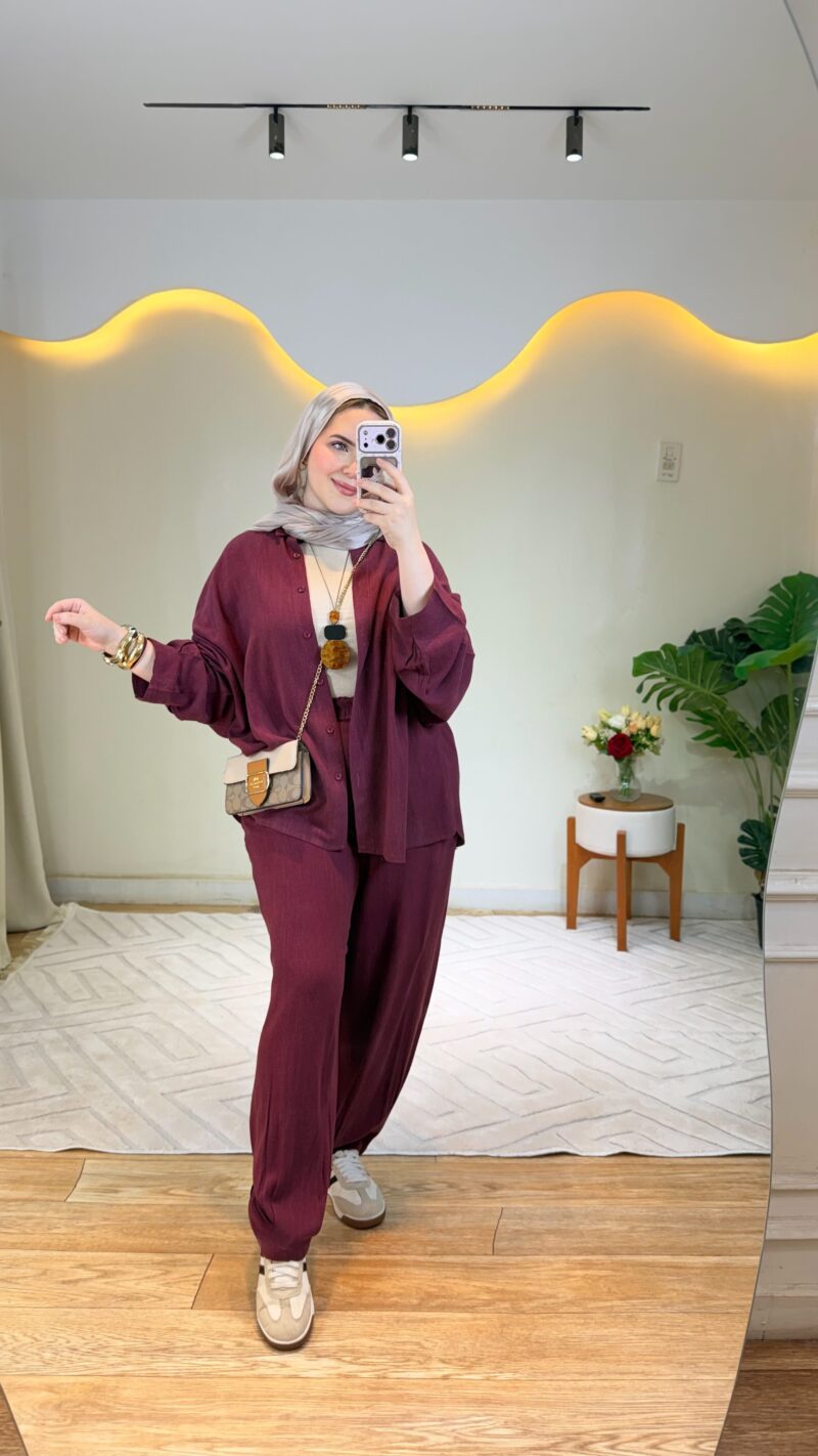Burgandy linen set